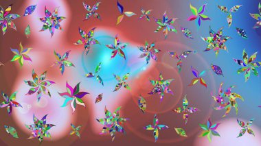 Pembe renkli çiçekler. Raster illüstrasyonu. Robot resim. Şirin çiçek elementleri..