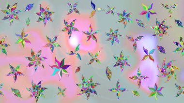 Raster illüstrasyonu. Raster deseni. Gri renkte yaz çiçekleri. Küçük çiçekte sevimli çiçek deseni var..