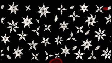 El çizimi çiçekli soyut çizim kalıbı. Raster illüstrasyonu. Siyah renkte çiçekler.