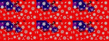 Kırmızı renkte bitkilerden oluşan parlak çiçekli çizim deseni.