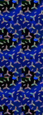 Soyut mandala veya kaprisli kar tanesi içini kaplamak sanat çizmek. Renkli arka plan üzerinde izole sevimli kar taneleri. Raster illüstrasyon.