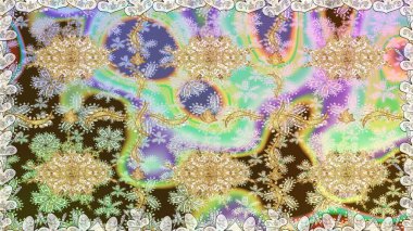 Paisleys zarif çiçek desenli arkaplan duvar kâğıdı çizimi klasik stil, modern 3D çizgili sanat eseri altın ve nötr desenli çiçek yaprakları ve süslemeleri..