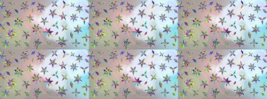 Çizim çiçek deseni duvar kâğıdı olarak kullanılabilir. Raster illüstrasyonu. Tarafsız renklerde çiçekler.