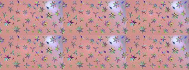 Eskiz geçmişi. Eski usul. Raster illüstrasyonu. Kumaş, tekstil, duvar kağıdı baskısı için. Renkli desenli eskiz deseni, nötr çiçekler ve dekoratif elementlerle.