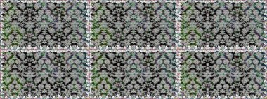 Elle boyanmış suluboya, dikişsiz çiçekler ve bitkiler. Gri renkli çiçekler.