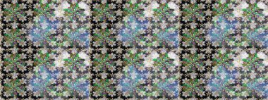 Çiçek deseni. Raster illüstrasyonu. Gri renklerde çiçeksiz. Şatafatlı bahar bahçesi dokusu. Gri renkli çiçekler.