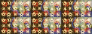 Düz Çiçek Elementleri Tasarımı. Raster illüstrasyonundaki çiçek desenli çizim. Kahverengi renkli çiçekler. Renkli Yaz Teması çizim şablonu.