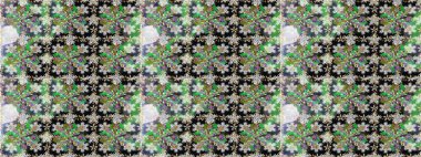 Altın karalama fantezi yapraklarından ve gri renkli çiçeklerden Raster soyut çiçek çelengi. El yapımı dekoratif çerçeve, albüm kapağı, tebrik kartı, klasik Art deco tarzı.