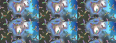 Raster skeci. Kar Tanesi Mozaik ikonu. Düz dizayn. Siluet kar tanesi işareti izole edilmiş mavi, gri ve nötr renkler. Sembol kışı, donmuş, Noel, yeni yıl tatili. Grafiksel element dekorasyonu.