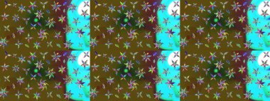 Renkli Yaz Temalı eskiz kalıbı. Yeşil renkli çiçekler. Düz Çiçek Elementleri Tasarımı. Raster illüstrasyonunda çiçek deseni çizimi.