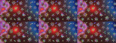 Düz Çiçek Elementleri Tasarımı. Raster illüstrasyonundaki çiçek desenli çizim. Süslü kumaş deseni. Renkli Bahar Teması çizim şablonu.