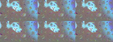 Sevimli çiçek raster deseni. Düz Çiçek Elementleri Tasarımı. Renkli Yaz Temalı eskiz kalıbı. Gri renkli çiçekler.