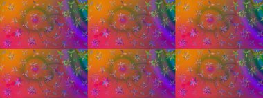 Kahverengi renkli çiçekler. Raster illüstrasyonunda çiçek deseni çizimi.