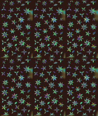 Kahverengi renkli şirin çiçek deseni. Düz Çiçek Elementleri Tasarımı. Raster Modaya uygun kumaş deseni. Renkli Bahar Teması çizim şablonu.