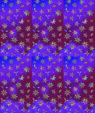 Hint süsü. Mor renklerde. Çizim kalıbı. Raster illüstrasyonu. Çiçek duvar kağıdı. Renkli süs kenarı.