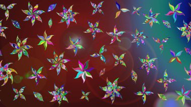 Nazik, sevimli çiçek arkaplanı. Çiçekli karalama şeklinde Raster çiçek deseni. Kahverengi renkte çiçekler.