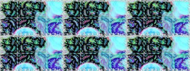 Raster illüstrasyonu. Tropik, dikişsiz çiçek deseni. Mavi renkte çiçekler.