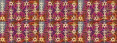 Renkli arka planda izole kar taneleri. Raster illüstrasyonu. Kar taneleri radyal kahverengi, pembe ve mor renkler.