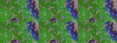 Raster kar taneleri arka planda. Kar taneleri deseni. Soyut kar taneleri arkaplanda izole edilmiş düz dizayn. Kar tanesi rengarenk desen. Raster illüstrasyonu.