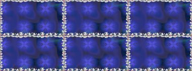 Raster deseni. Bahar çiçekleri dallı desen, mavi renkler çiçekli siluet.