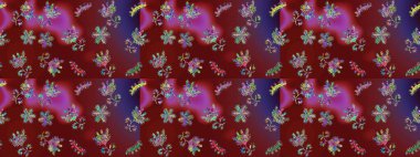 Kış şablonu kırmızı, mor ve kahverengi renkte kar tanesinden yapılmıştır. Düz yatıyordu. Kış konsepti Raster illüstrasyonu.