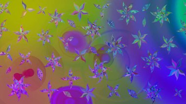 Çiçek desenli eskiz, darbeler, sıçramalar, yaz çiçekleri. Mor renkli çiçekler. Raster illüstrasyonu.