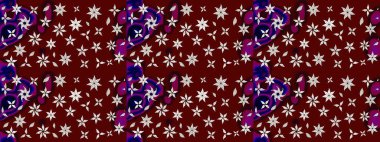 Kırmızı renkli şirin çiçek deseni. Raster Modaya uygun kumaş deseni. Renkli Bahar Teması eskiz kalıbı. Düz Çiçek Elementleri Tasarımı.