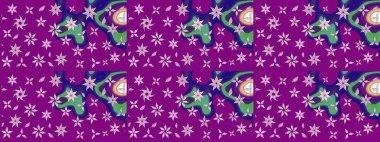 Çiçek desenli çizim. Raster illüstrasyonu. Asya tekstil tarzında. Düz Çiçek Elementleri Tasarımı. Güzel kumaş deseni. Renkli Bahar Teması çizim şablonu.