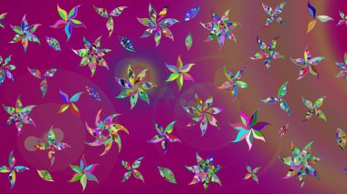 Renkli süs kenarı. Raster illüstrasyonu. Mor renklerde. Hint süsü. Çizim kalıbı. Çiçek duvar kağıdı.