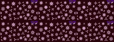 Raster illüstrasyonu. Kahverengi renkli güzel bir tekstil. Suluboya çiçekli çiçek deseni.