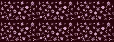 Hediye ambalaj kağıdı, tebrik kartları, posterler ve pankart tasarımı. Raster düz çiçek çizim deseni. Kahverengi renkte çiçekler.