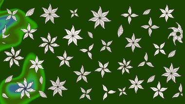 Çiçeksel çizim kalıbının yansıması. Vadinin yeşil renkli çiçekleri.