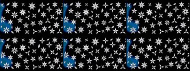 Raster illüstrasyonundaki çiçek desenli çizim. Suluboya tarzında siyah renkte çiçekler.