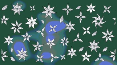 Çiçekli karalama şeklinde Raster çiçek deseni. Yeşil renkli çiçekler. Yumuşak, yaz çiçekli arka plan.