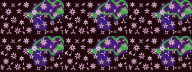 Raster illüstrasyonu. Kahverengi renklerde. Kahverengi renkte kahverengi papatya deseni.