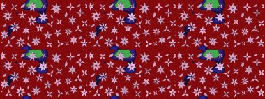 Tekstil için suluboya eskiz deseni. Şirin çiçekli, desenli, kırmızı renkli bir eskiz deseni. El çizimi çiçek çizimi deseni (fayans)).