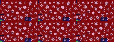 Raster illüstrasyonu. Çiçek süslemeli çizim deseni. Kırmızı renkte çiçekler.