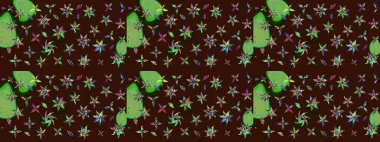 Kahverengi renkli etnik çiçeklerin olduğu zarif bir eskiz modeli. Raster Çiçek İllüstrasyonu güzel tekstil..