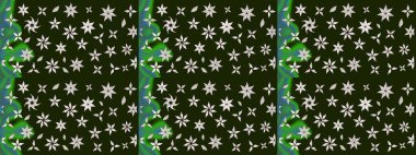 Raster illüstrasyonu. Gri renkli Asya tekstili. Çiçek desenini çiz.