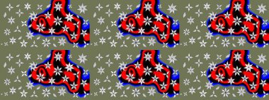 Raster düz çiçek çizim deseni. Hediye ambalaj kağıdı, tebrik kartları, posterler ve pankart tasarımı. Yeşil renkte çiçekler.