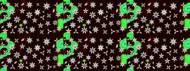 Yumuşak, bahar çiçekleri siyah renklerde. Raster illüstrasyonu. Çiçek ve yapraklı karalama şeklinde Raster çiçek deseni.