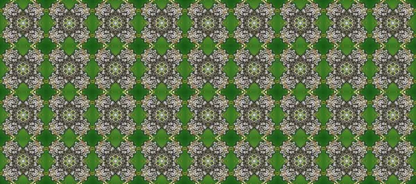 Şam, tasarım için kusursuz desen. Yeşil, gri ve nötr renklerde, altın elementli pürüzsüz desen.