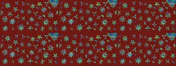 Raster deseni. Kibarca, kırmızı renkte yaz çiçekleri. Raster illüstrasyonu. Küçük çiçekte sevimli çiçek deseni var..