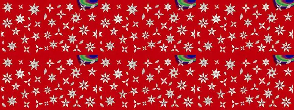 Yapraklı çiçekler ve kırmızı renklerde papatya çiçekleri. Eskiz arkaplan modeli. Raster - stok.