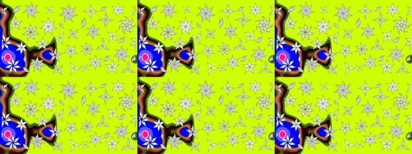 Düz Çiçek Elementleri Tasarımı. Süslü kumaş deseni. Raster illüstrasyonundaki çiçek desenli çizim. Renkli Bahar Teması çizim şablonu.