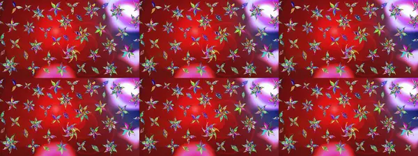 Çiçekli karalama şeklinde Raster çiçek deseni. Kırmızı renkte çiçekler. Nazik, sevimli çiçek arkaplanı..