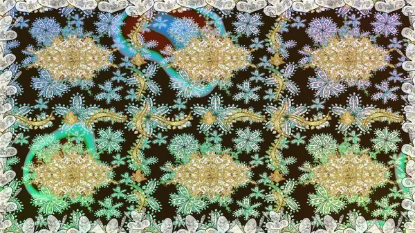 Kahverengi renklerde altın desenler ve altın elementler. Düz elle çizilmiş klasik koleksiyon. Arkaplan, kumaş, altın duvar kağıdı. Raster altın pürüzsüz desen.