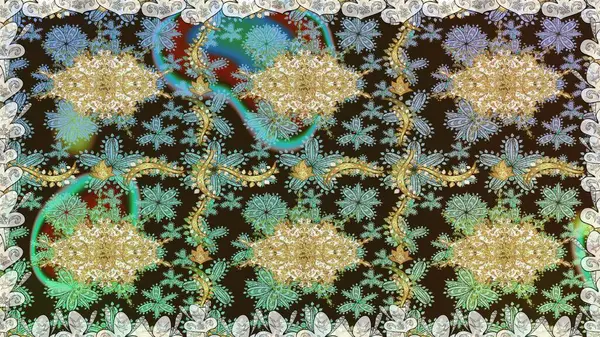 Kusursuz altın desen. Raster oryantal süs. Kahverengi renklerde, altın elementlerle kusursuz desen.