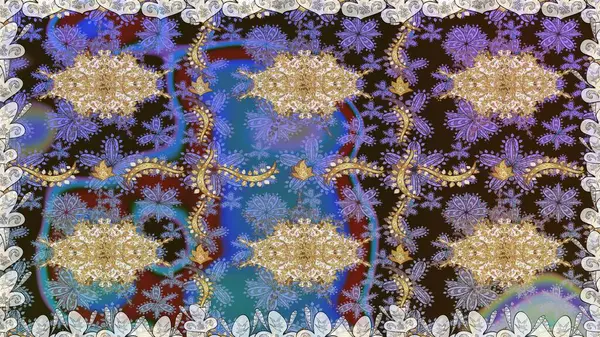 Kahverengi renklerde, altın elementli, pürüzsüz bir desen. Şam tasarım için kusursuz desen.