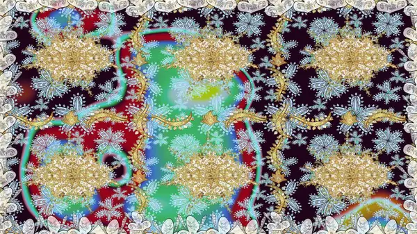 Klasik klasik klasik arka plan. Kusursuz klasik raster altın desenli. Tarafsız renklerde, altın elementlerle kusursuz desen. Geleneksel oryantasyon süsü.